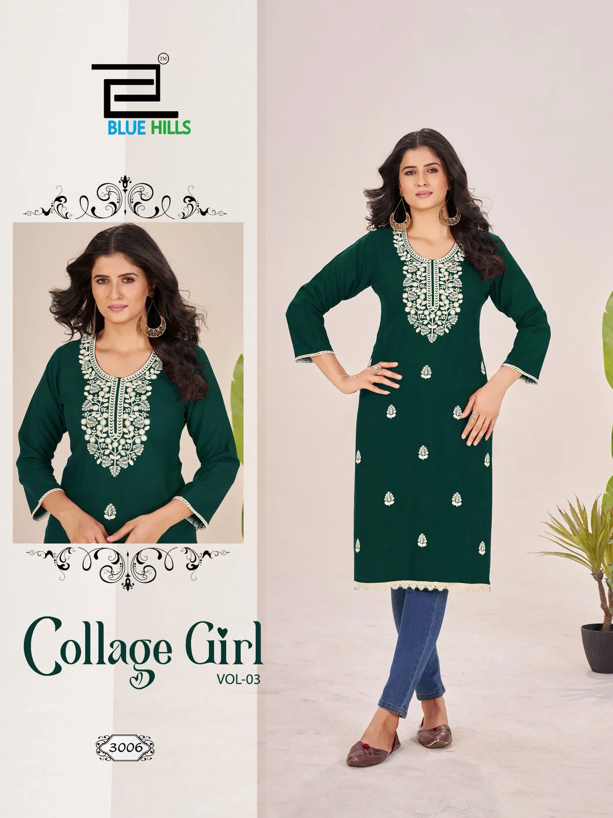 Collage Girl Vol 3 By Blue Hills Rayon Lucknawi Kurtis Wholesale Shop In Surat